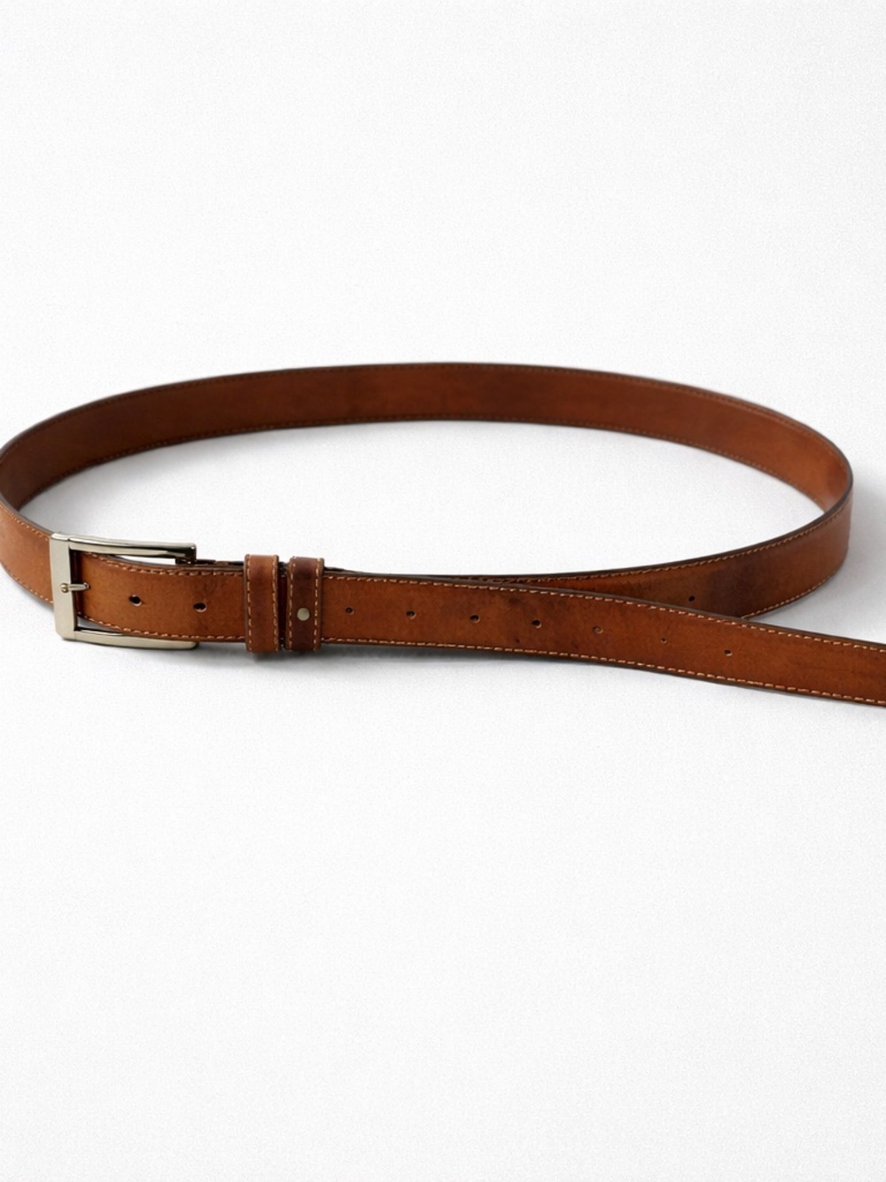 Allen Edmonds Cognac Leather Belt with Solid Brass Buckle USA 91/36 11704